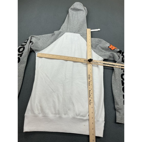 Fox Racing Hoodie Mens Medium White Gray Full Zip Moto-X Fox Logo Fleece Graphic - Picture 7 of 10